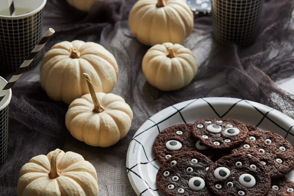 Własnoręcznie stworzone nakrycie stołuw sam raz na imprezę halloweenową imprezę
