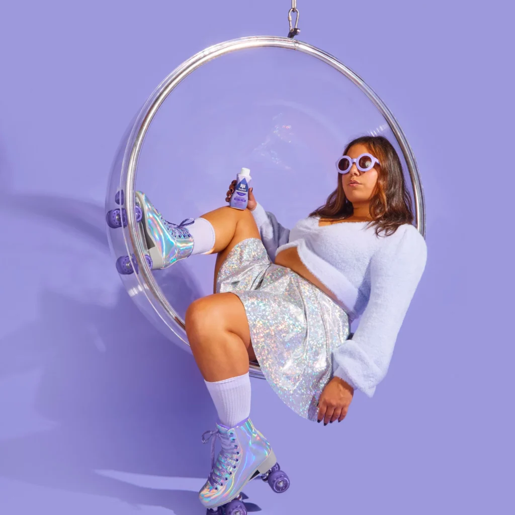 Finalny efekt zabarwionych kółek do rolek w kolorze royal purple